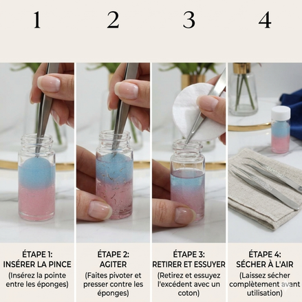 Nettoyant Express pour Pinces à Cils - Dissolvant de Colle Professionnel avec Éponge Cils & Chill etapes